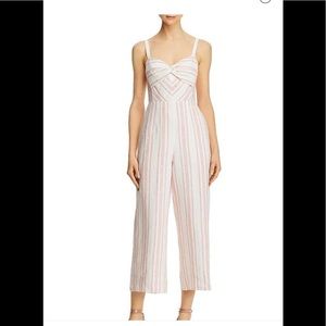 Rebecca Taylor linen jumpsuit,coral,cream